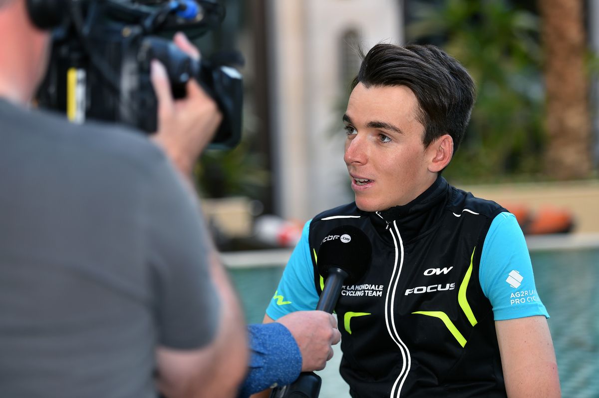 Romain Bardet with the press ahead of the Tour of Oman