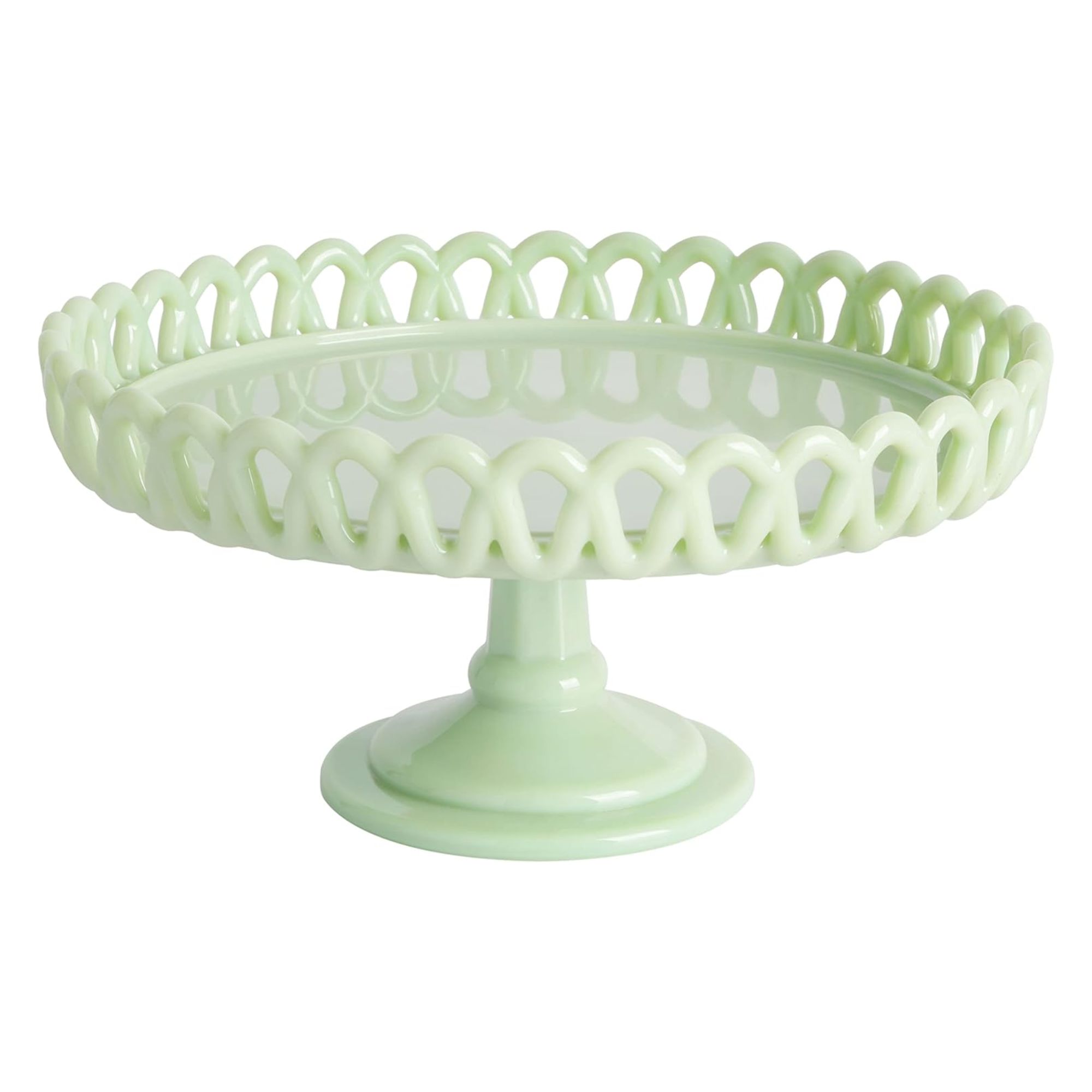 Jadeite cake stand with lattice edge