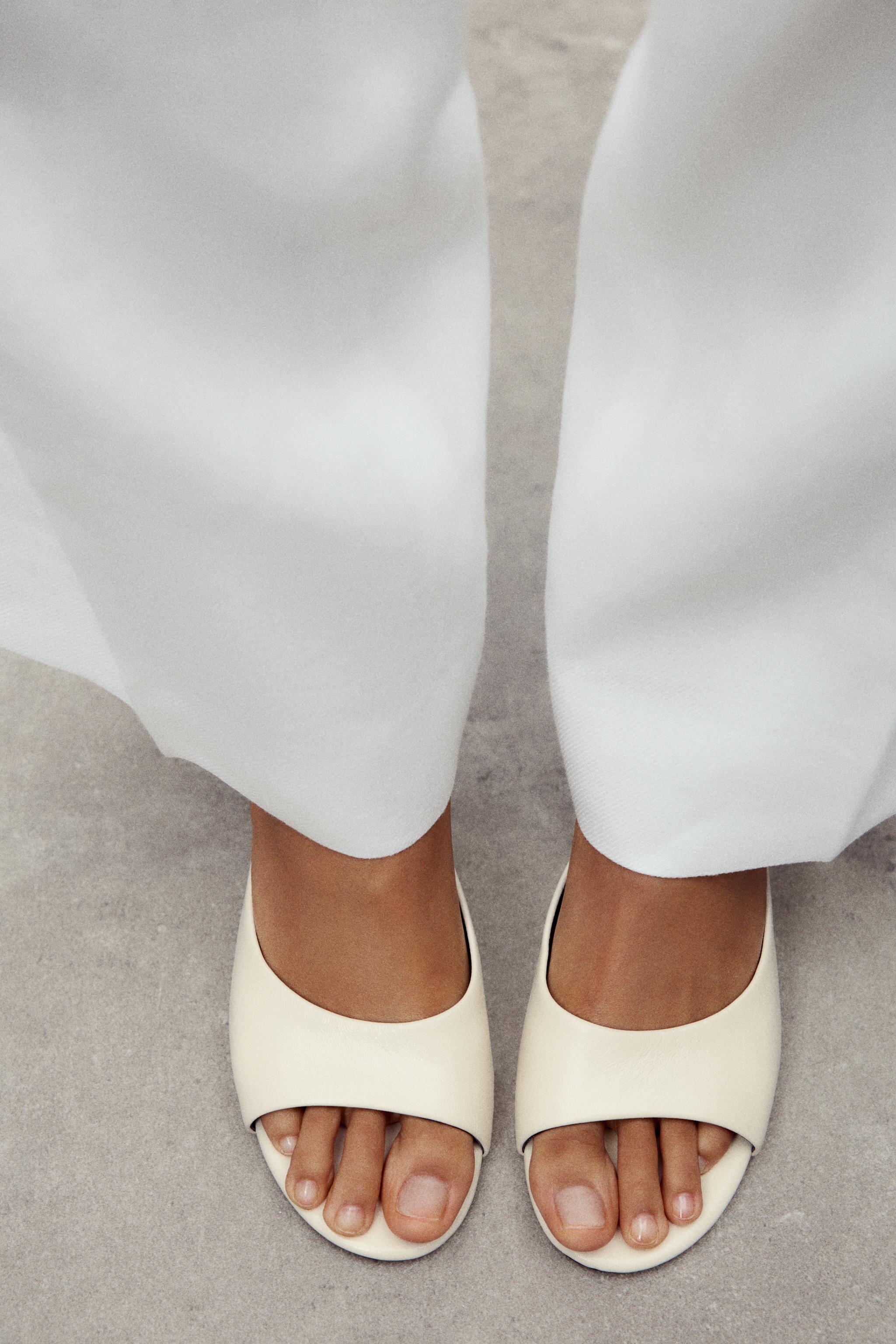 Transparent Wedge Leather Mules
