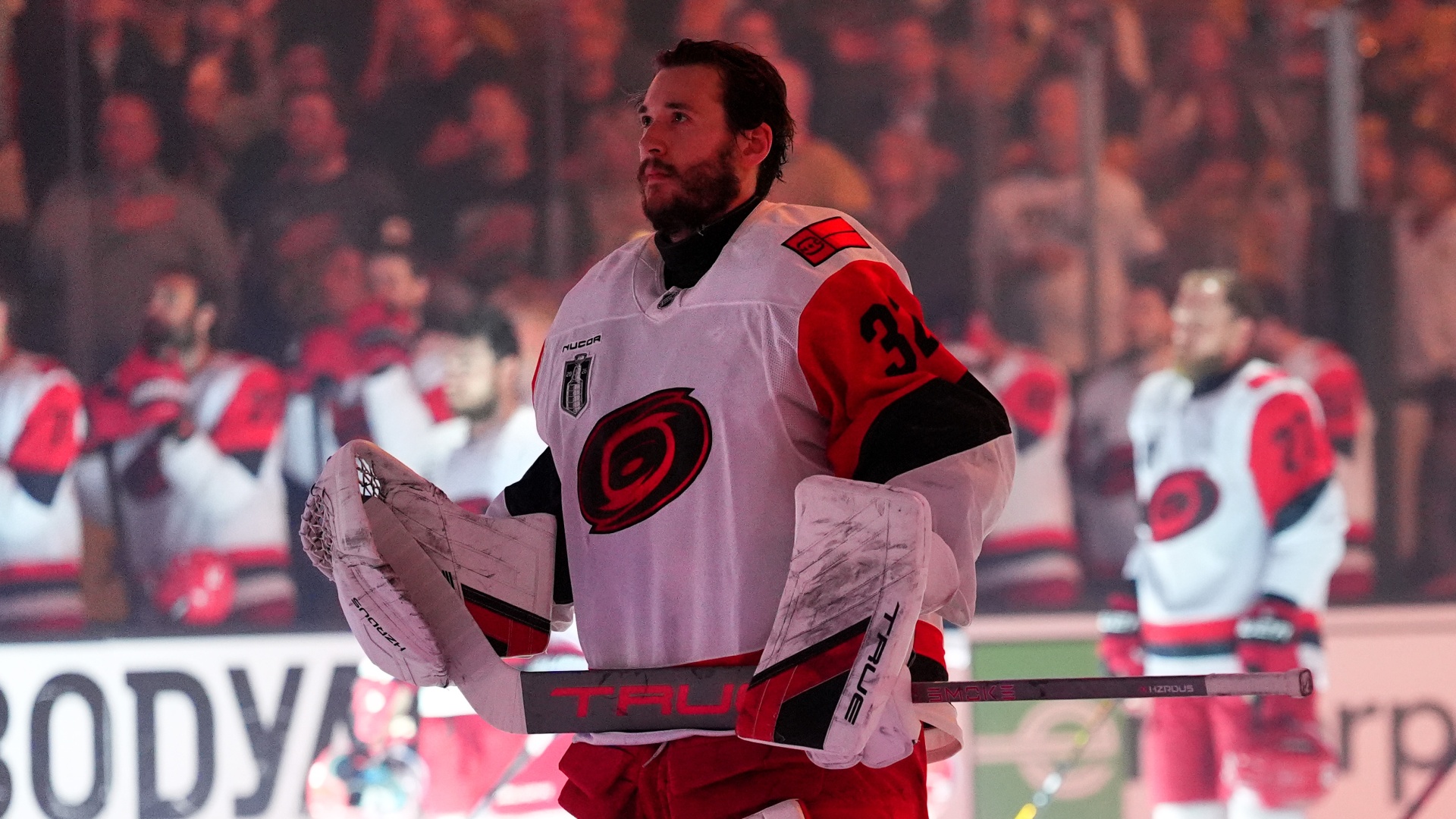 Goaltender Brandon Bussi of the Carolina Hurricanes during the 2026 Stanley Cup Finals