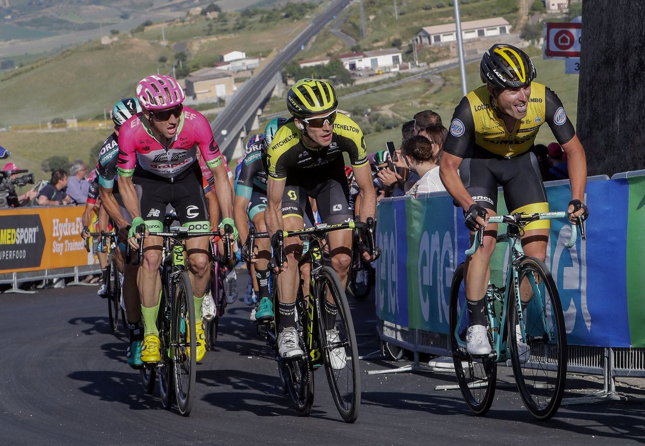 Michael Woods (EF Drapac) chases up the climb