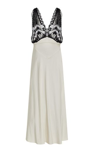 Pavona Crochet-Trimmed Crepe Maxi Dress