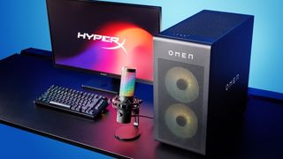 HP Omen 35L and HyperX QuadCast microphone