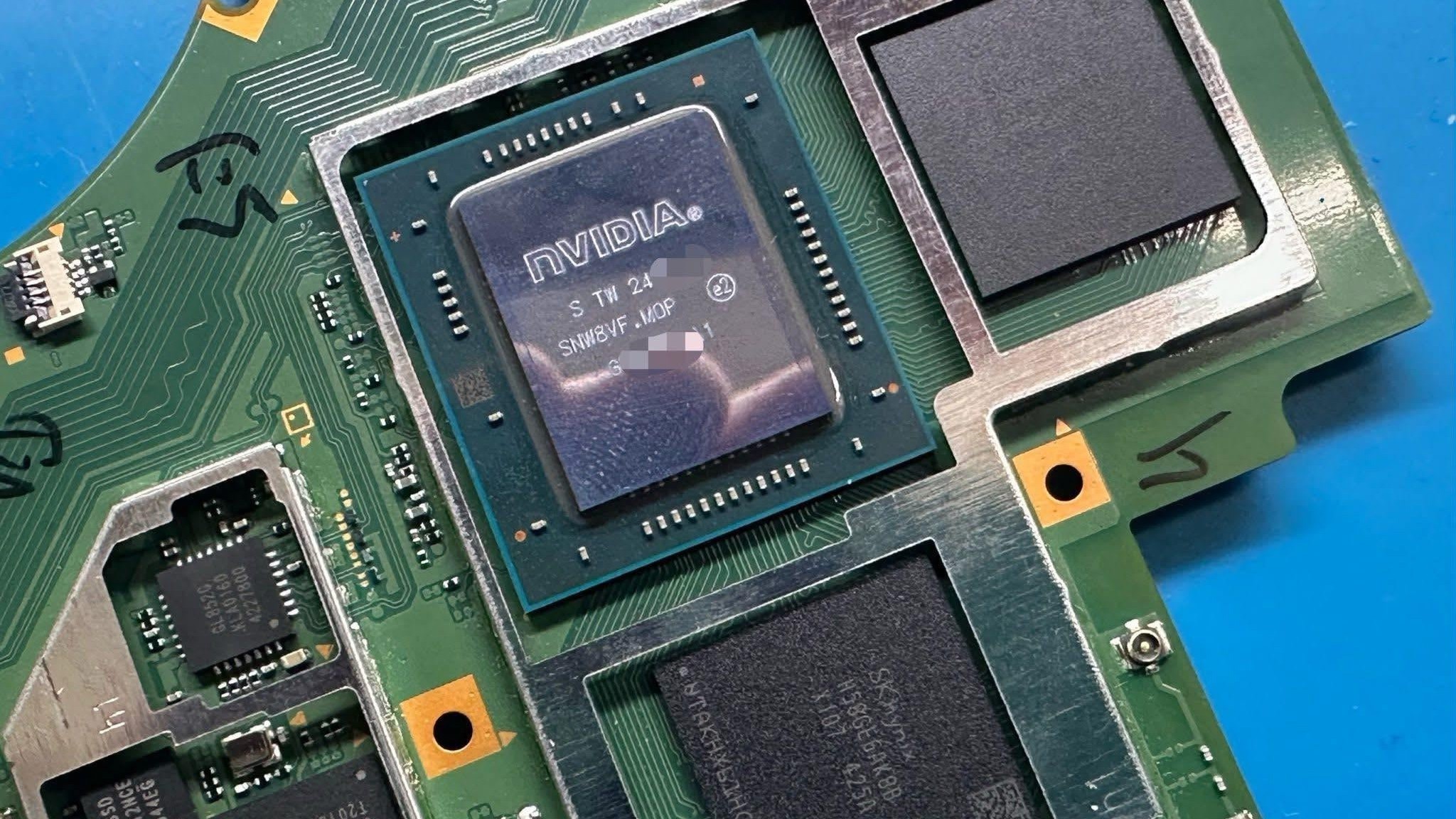 A leaked picture of what could be the motherboard in the Nintendo Switch 2