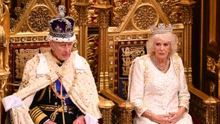 King Charles III and Queen Camilla arrive for the start of the State Opening of Parliament