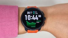 A close-up picture of our reviewer wearing the Suunto Race 2 sports watch