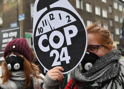 Protesters at Poland climate talks