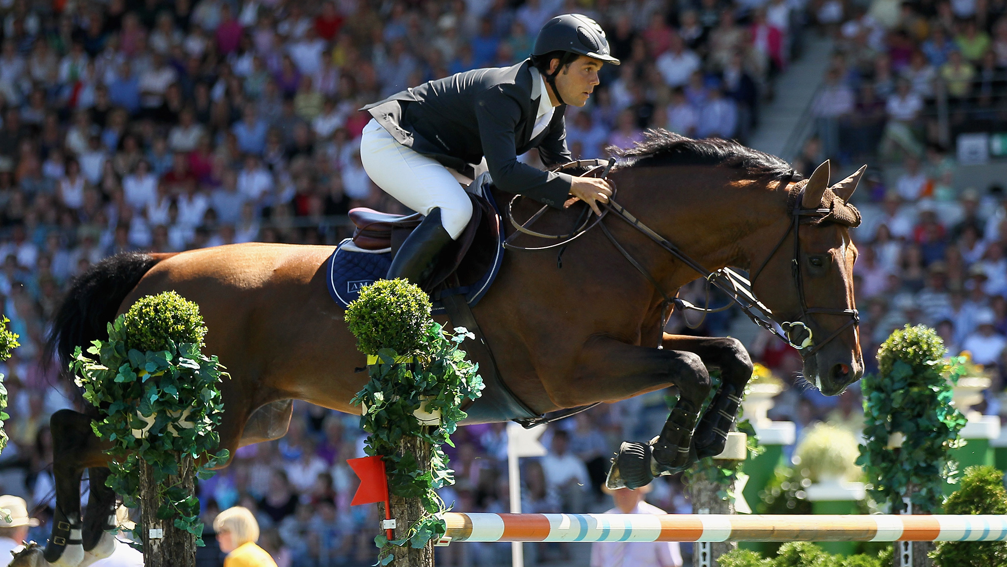 Pictured showjumping stallion Action Breaker with his owner and rider Sergio Alvarez Moya, at Aachen. 