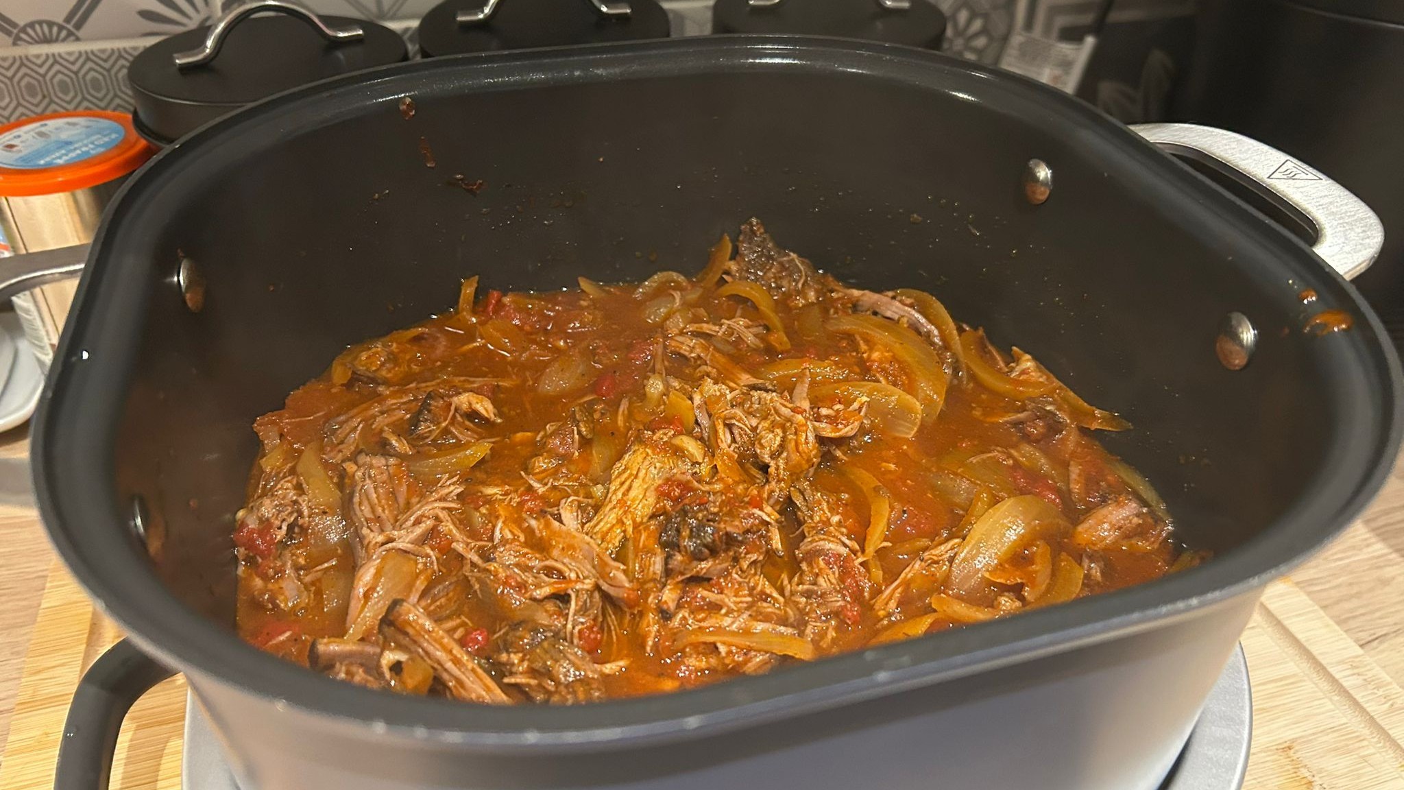 Cooked beef tinga in Ninja Foodi PossibleCooker