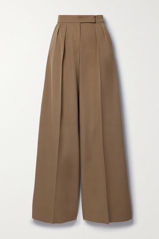 Libbra Pleated Wool and Mohair-Blend Twill Wide-Leg Pants
