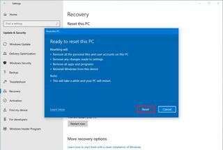 Windows 10 reset factory settings option