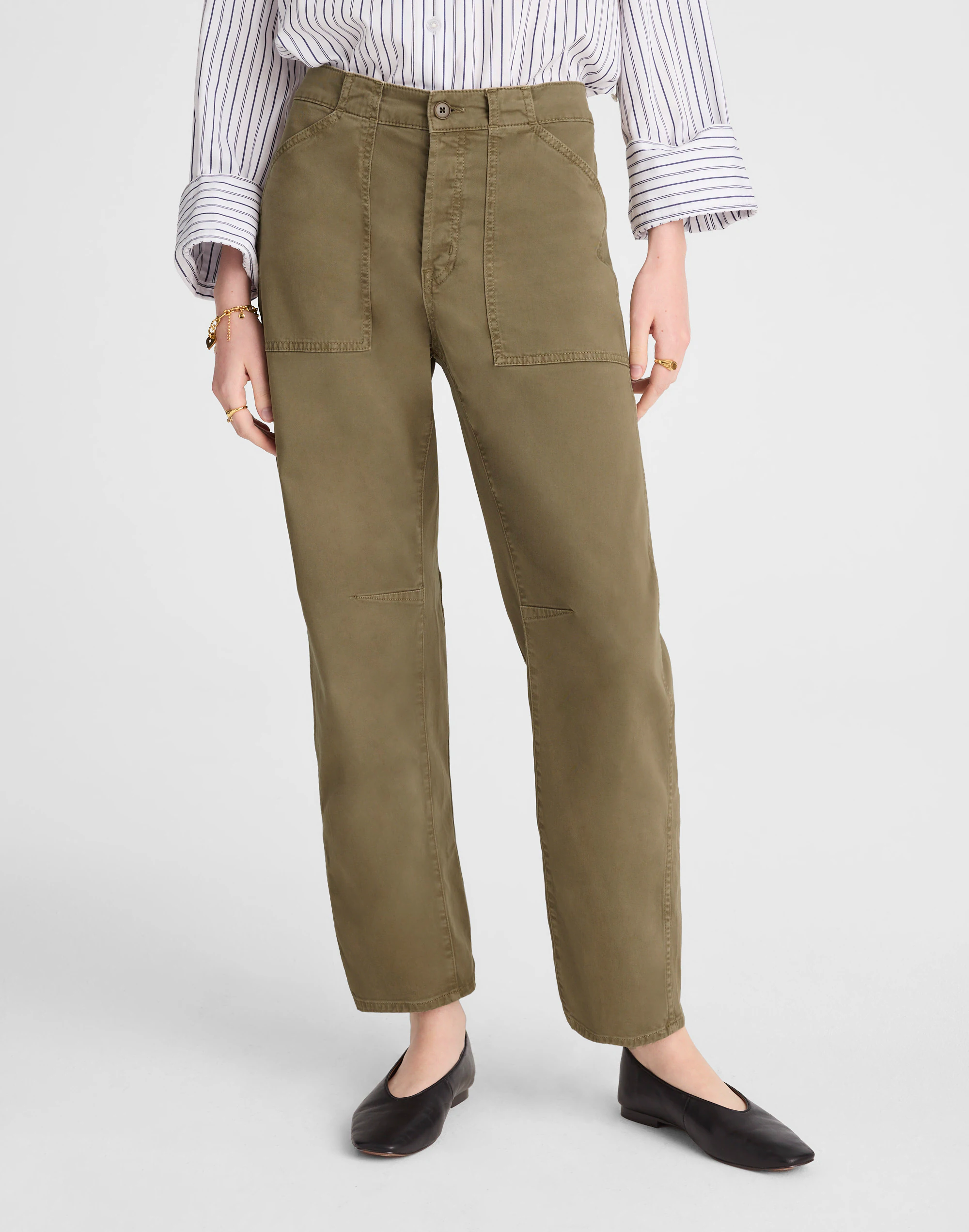 The Darted Barrel-Leg Utility Pant