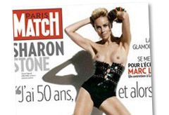 Sharon Stone, Topless Photo on cover of paris match