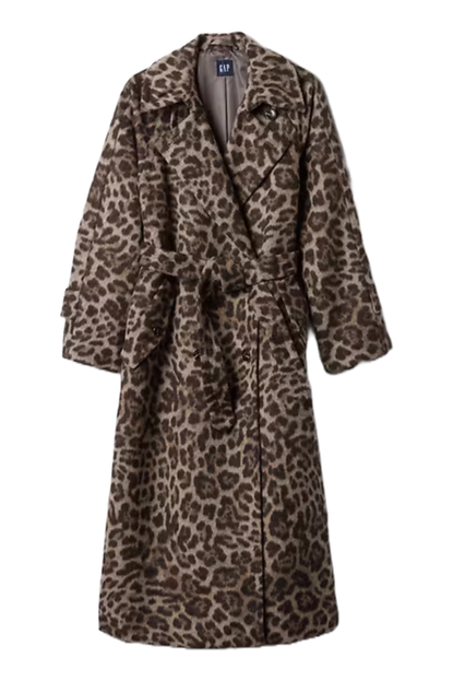 Gap Double-Breasted Leopard Trench Coat