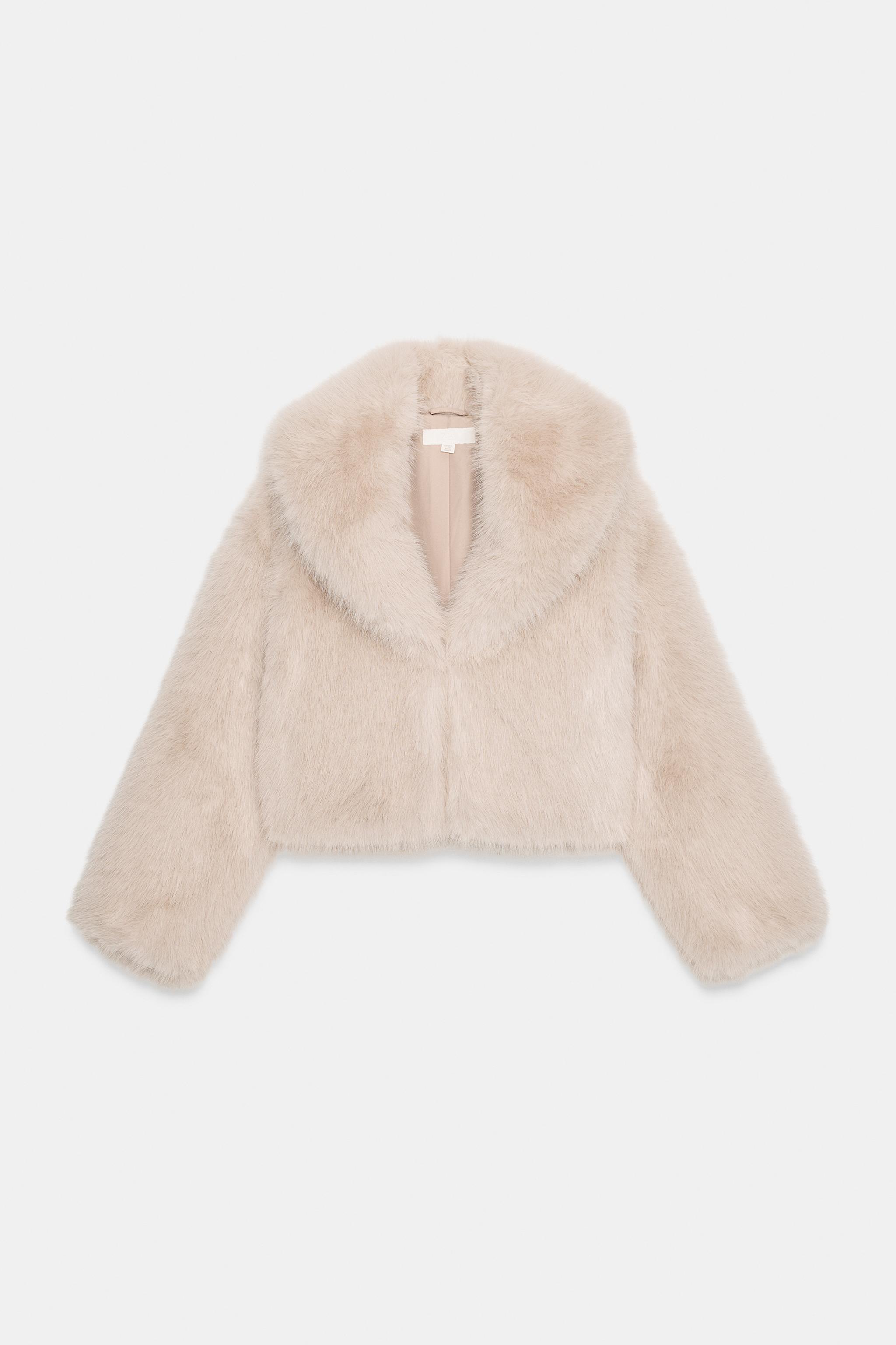 Short Faux Fur Coat With Lapel Collar