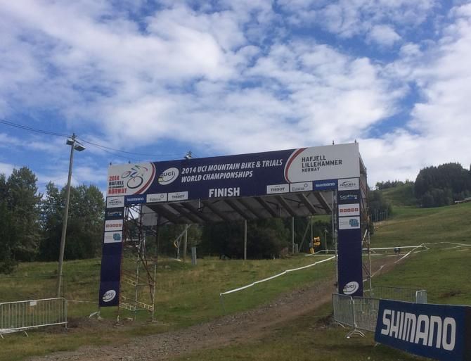 The finish of the downhill was still being set up in Hafjell.