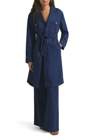 The Boulevard Denim Trench Wrap Coat