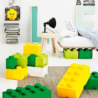 bedroom with table and lego