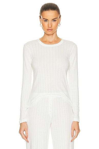 Pointelle Slim Fit Long Sleeve Top
