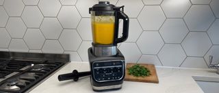 The Ninja Foodi Blender & Soup Maker HB150UK having just been used to make carrot and corriander soup
