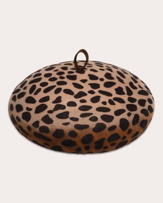 Faye Leopard-Print Wool-Felt Beret