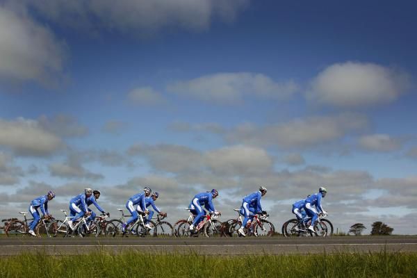 After the race, the Italian team rode back to their hotel