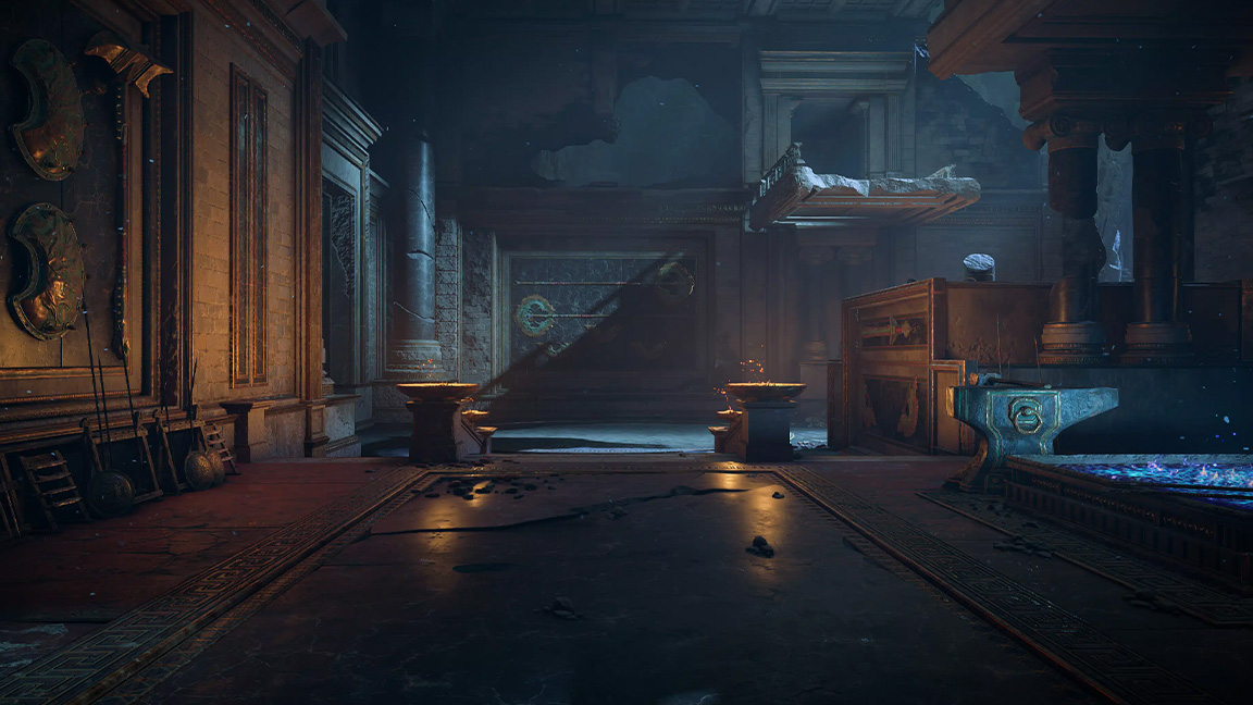 God of War multiplayer screens; game screens showing ancient Greek locations
