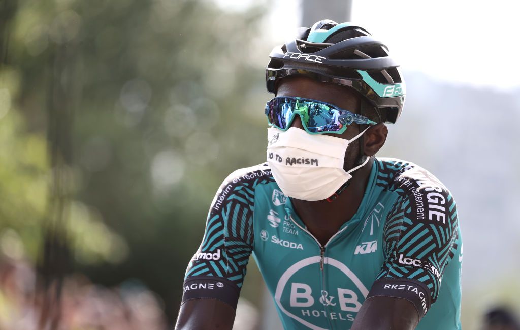 Team Vital Concept Cycling Club rider Frances Kevin Reza attends the start of the 21st and last stage of the 107th edition of the Tour de France cycling race 122 km between ManteslaJolie and Champs Elysees Paris on September 20 2020 Photo by KENZO TRIBOUILLARD AFP Photo by KENZO TRIBOUILLARDAFP via Getty Images