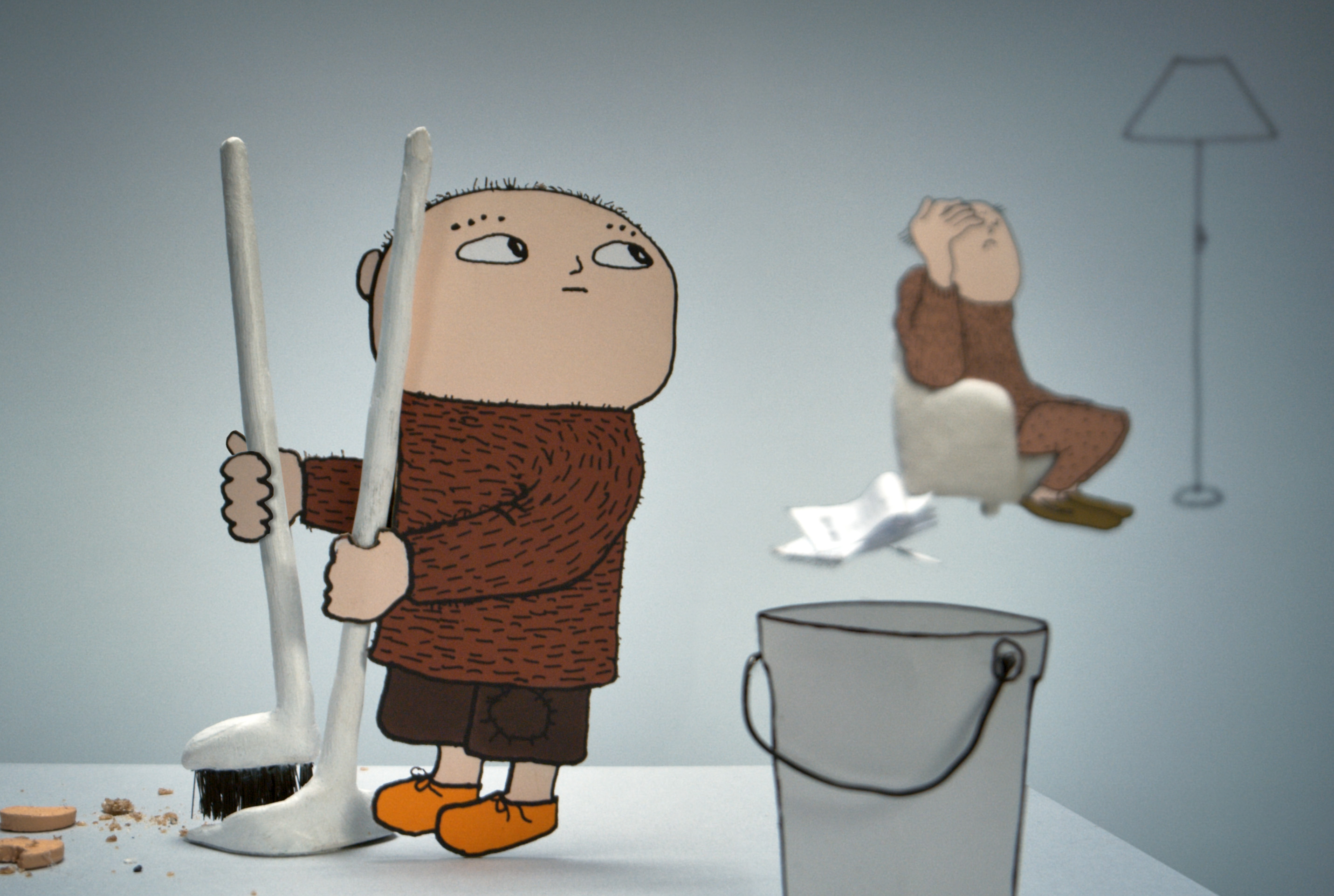 Card cutout boys in an animated short film