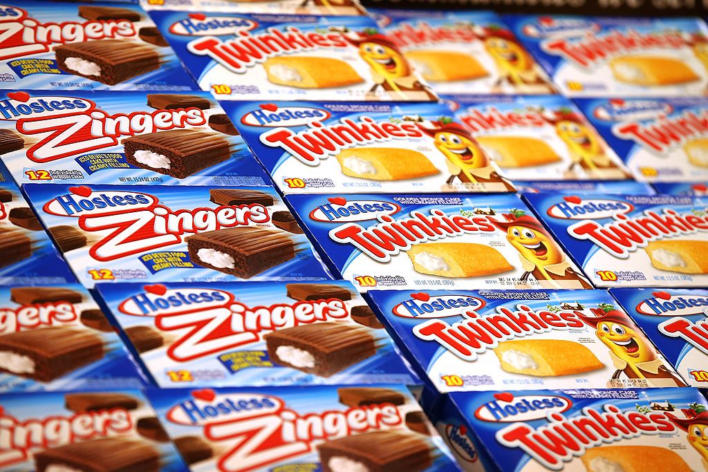 Snacks displayed in a supermarket