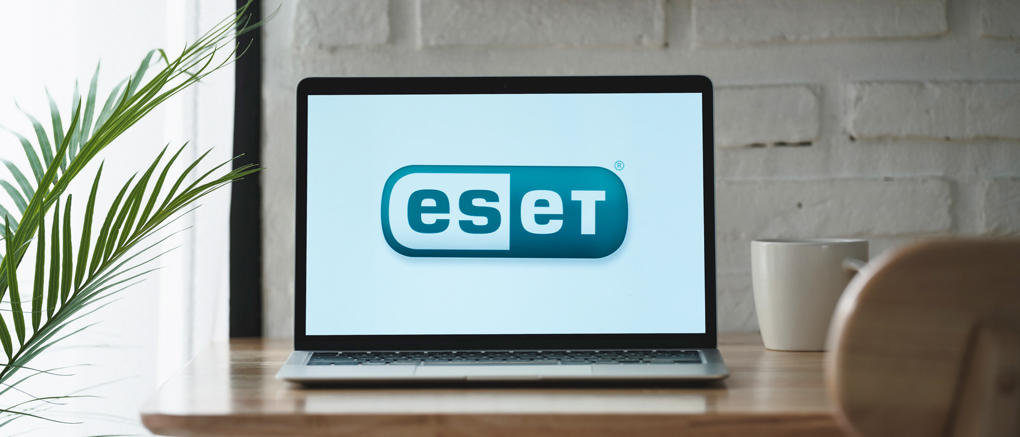 Laptop displaying the ESET logo
