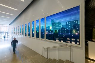 Direct-view LED video wall technology from Planar transforms the lobby environment of Toronto’s Globe and Mail Centre.