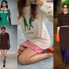 a collage of Vivian Li wearing unexpected fall color combinations