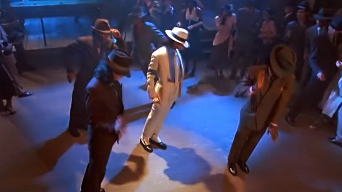 Michael Jackson doing the lean in Moonwalker