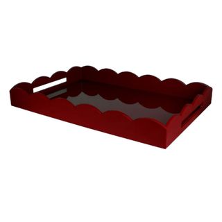 Dark Cherry Large Lacquered Scallop Ottoman Tray