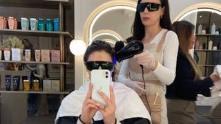 hair being treated with a laser during botox hair treatment review