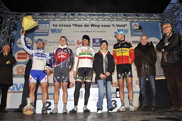 Some of the day's stars are presented, including local boy Tom Boonen (far right).