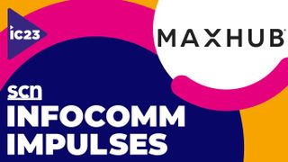 The MAXHUB logo over the blue, red and yellow InfoComm Impulses logo.