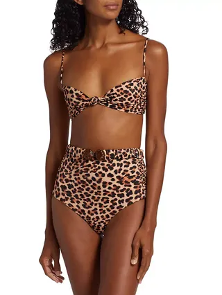 Mirame Leopard-Print Knotted Bikini Top