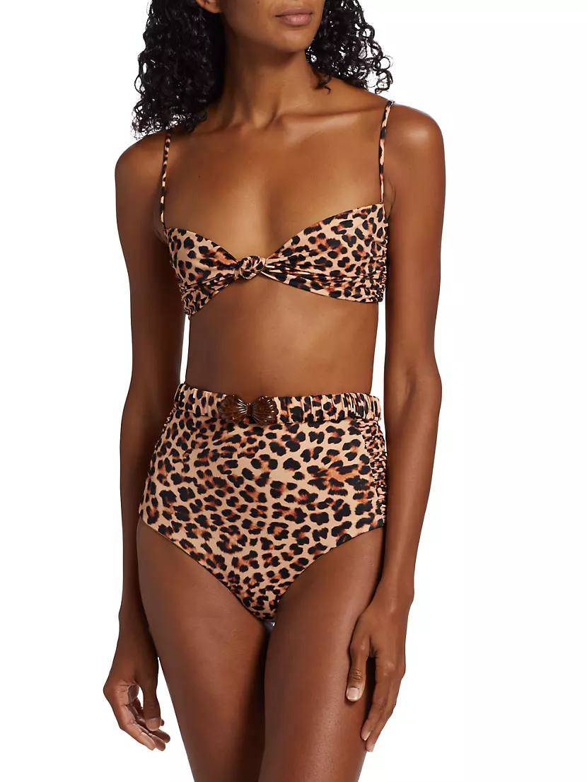Mirame Leopard-Print Knotted Bikini Top