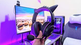 Image of the Razer Kraken Kitty V2 Gengar Edition wired gaming headset.