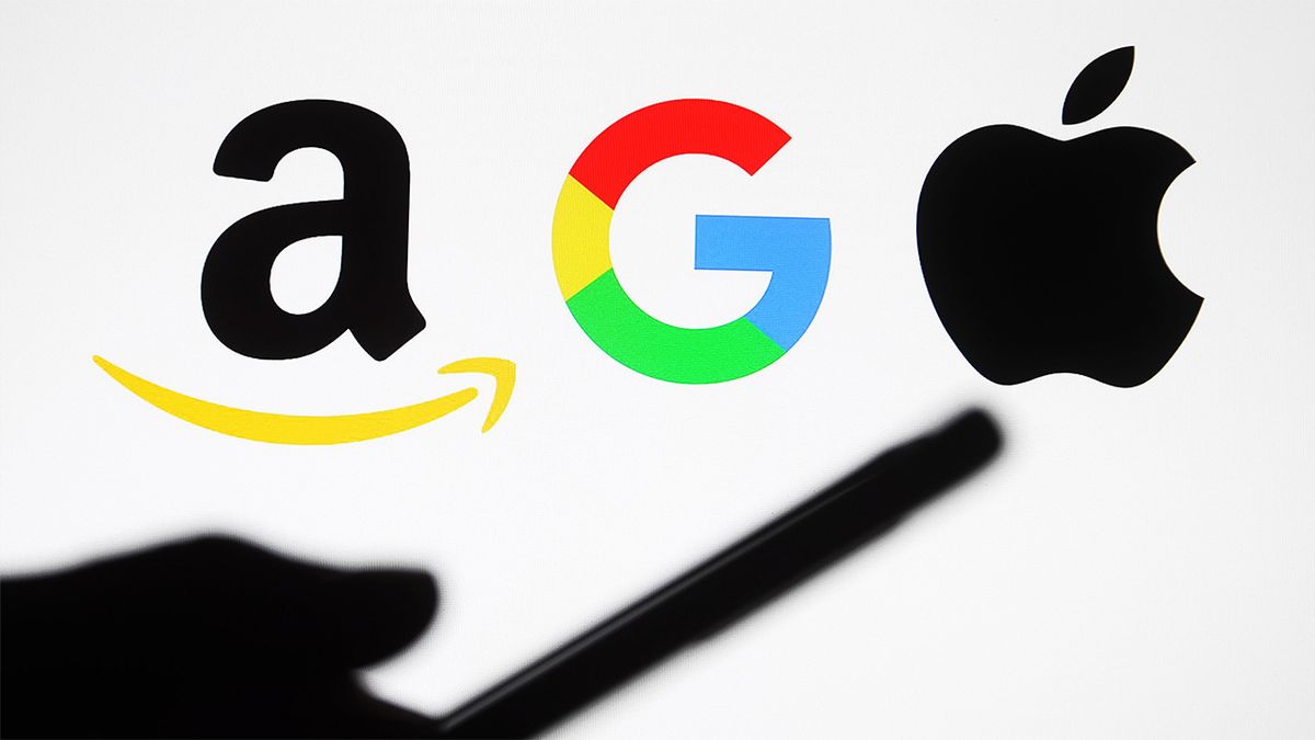 Logos of Amazon, Google, and Apple