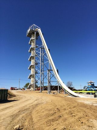 This image shows Verrückt Waterslide under construction at Schlitterbahn Kansas City Waterpark. This image was released Nov. 19, 2013.