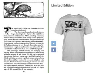 Michael Whelan’s illustration in The Dark Tower: Gunslinger, and a T-shirt for sale online