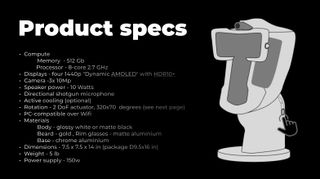 Wehead's product specs