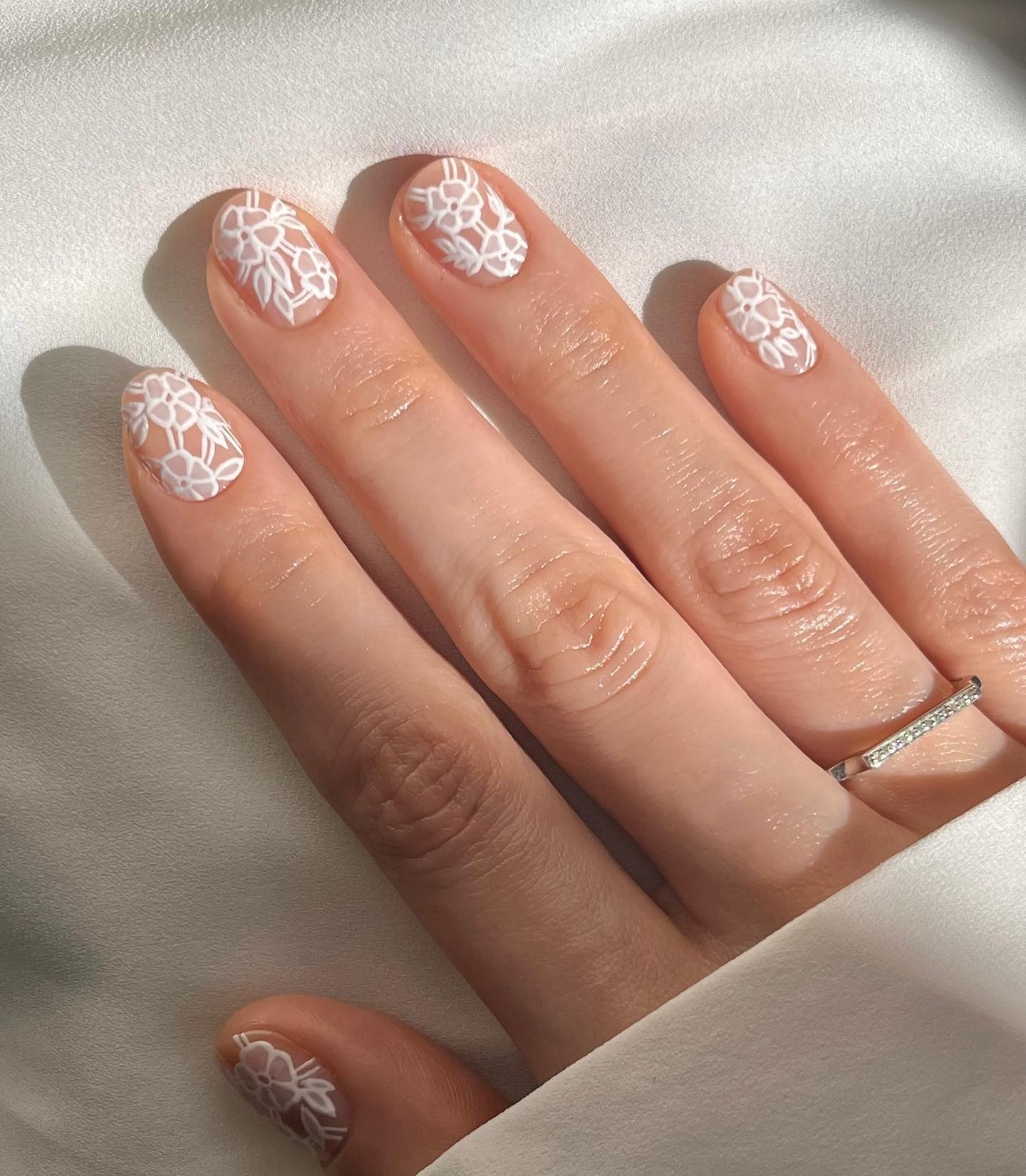White lace nail art