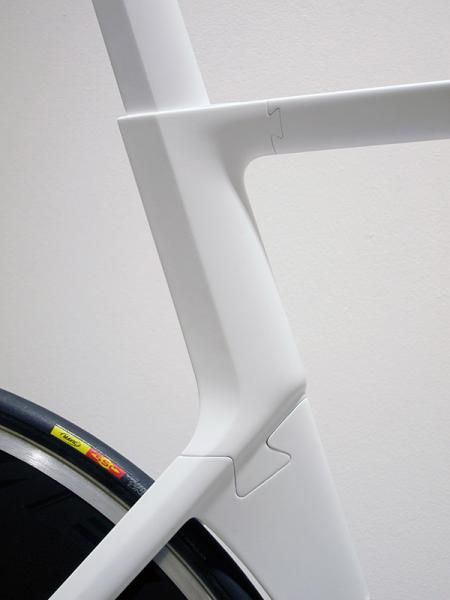 Canyon says it went through several frame shape iterations of its upcoming Speedmax CF. Easily interchangeable frame sections made for easier and more productive wind tunnel testing.