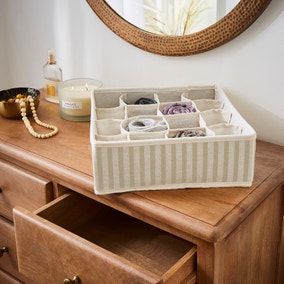 16 Section Striped Drawer Organiser