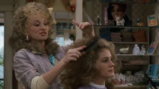 Truvy doing Shelby's hair in Steel Magnolias