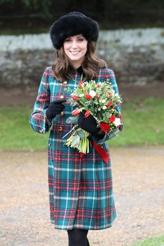Catherine; Duchess of Cambridge attends Christmas Day Church service at Church of St Mary Magdalene on December 25, 2017